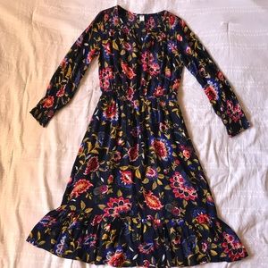 Navy Floral Boho Dress